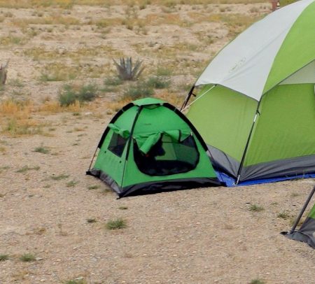 Green Exploration Pup Tent in the Desert