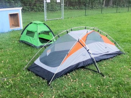 Green Exploration Pup Tent in the Yard